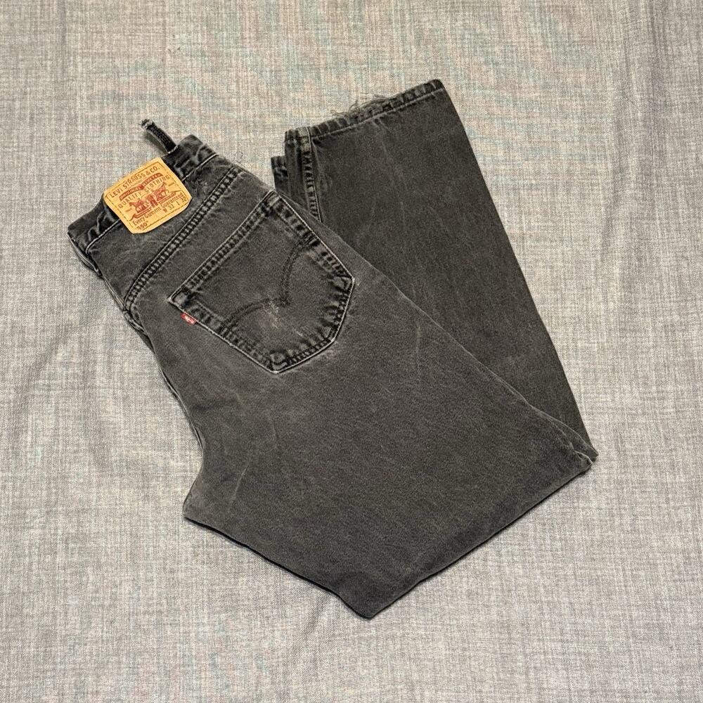 Vintage Levis 550 Jeans Mens 33x32 Black Light Wash Relaxed Fit Straight Leg 90s
